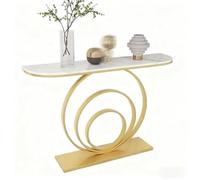 Yidlkecqey Mobiletto per veranda con struttura in ferro battuto, piattaforma d'ingresso,mobiletto per veranda con base in metallo e piano grigio(Gold C,150x35x80cm/59x13.8x31.5in)