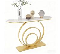 Yidlkecqey Mobiletto per veranda con struttura in ferro battuto, piattaforma d'ingresso,mobiletto per veranda con base in metallo e piano grigio(Gold A,120x35x80cm/47.2x13.8x31.5in)