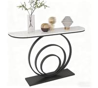 Yidlkecqey Mobiletto per veranda con struttura in ferro battuto, piattaforma d'ingresso,mobiletto per veranda con base in metallo e piano grigio(Black A,120x35x80cm/47.2x13.8x31.5in)