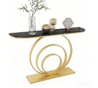 Yidlkecqey Mobiletto per veranda con struttura in ferro battuto, piattaforma d'ingresso,mobiletto per veranda con base in metallo e piano grigio(Gold B,150x35x80cm/59x13.8x31.5in)