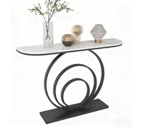 Yidlkecqey Mobiletto per veranda con struttura in ferro battuto, piattaforma d'ingresso,mobiletto per veranda con base in metallo e piano grigio(Black C,150x35x80cm/59x13.8x31.5in)