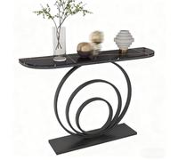 Yidlkecqey Mobiletto per veranda con struttura in ferro battuto, piattaforma d'ingresso,mobiletto per veranda con base in metallo e piano grigio(Black B,100x35x80cm/39.4x13.8x31.5in)