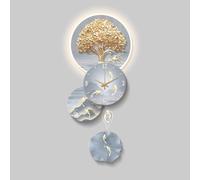 Yidlkecqey Orologio da Parete LED 3D, Quadro in Porcellana di Cristallo, Orologio Silenzioso Decorativo, Luce Notturna e Telecomando(Type D,35x80cm/13.7x31.5in)