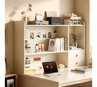 Yidlkecqey Scaffale da Tavolo a 2 Livelli in Legno e Metallo | Libreria da Tavolo Multilivello, Scaffale Portaoggetti ed Espositore per Ufficio(White,80x20x67.7cm/31.4x7.8x26.6in)