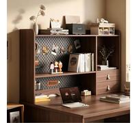 Yidlkecqey Scaffale da Tavolo a 2 Livelli in Legno e Metallo | Libreria da Tavolo Multilivello, Scaffale Portaoggetti ed Espositore per Ufficio(Dark walnut,80x20x67.7cm/31.4x7.8x26.6in)