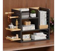 Yidlkecqey Scaffale espositivo da scrivania in legno, scaffale espositivo multifunzionale indipendente, credenza da scrivania per dormitorio universitario(B+B,40x20.3x39cm/15.7x8x15.3in)