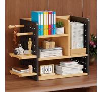 Yidlkecqey Scaffale espositivo da scrivania in legno, scaffale espositivo multifunzionale indipendente, credenza da scrivania per dormitorio universitario(B+M,30x20.3x39cm/11.8x8x15.3in)