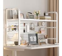 Yidlkecqey Scaffale portaoggetti per scrivania,credenza multiuso in metallo con pannello forato,credenza per scrivania per dormitorio universitario(White,95x20x68cm/37.4x7.9x26.8in)