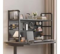 Yidlkecqey Scaffale portaoggetti per scrivania,credenza multiuso in metallo con pannello forato,credenza per scrivania per dormitorio universitario(Black,55x20x68cm/21.6x7.9x26.8in)