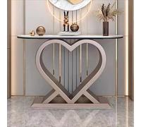 Yidlkecqey Tavolo da veranda con struttura in ferro a forma di cuore, tavolo da veranda in pietra in stile italiano(M+Snow Mountain White,80x30x80cm/31.5x11.8x31.5in)