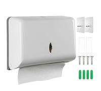 YIDM Dispenser di Asciugamani di Carta Non Perforata Montato A Parete Per Fogli Piegati A C, Z O A Fisarmonica, 250-400 Fogli (Bianco)