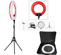 Yidoblo - Luce ad anello a LED dimmerabile, 45,7 cm, kit di illuminazione: supporto per telefono, specchio, treppiede, custodia per trucco, video YouTube
