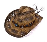 Yidoo Cappello di Paglia Cappello da Cowgirl Cappello da Cowboy con Cinturino Interno Flessibile Cappello Western