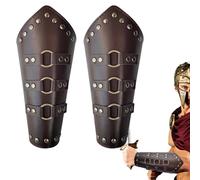 Yidueace Parabraccia medievali in | Parabraccia in pelle regolabili,Bracciali della guardia del braccio di battaglia medievale dei cavalieri in stile lungo, costume cosplay di Halloween