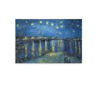YIEANBAO Poster di Vincent Van Gogh, poster post-impressionista famoso (notte stellata su Rhone), poster artistico da parete, decorazione per la casa, senza cornice, 50 x 75 cm
