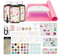 YIEHO 300g Kit di Resina UV con Luce e Stampi, Resina Epossidica trasparente per Gioielli per Creazioni DIY di Portachiavi, Orecchini e Collane