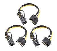 YieJoya Confezione da 3 adattatori di alimentazione SATA da 6 pollici, 15 pin, maschio a (6 + 2 pin), 8 pin, PCI Express, scheda grafica e video, adattatore di alimentazione per schede video e host