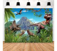 Yieldeer Sfondo fotografico con dinosauri, 2,1 x 1,5 m, decorazione per feste di compleanno e feste di compleanno