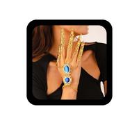 Yienate 1 braccialetto gotico antico regina strega unghie punta artiglio braccialetto oro boho danza del ventre costume catena mano schiavo cerchio braccialetti indiani zingari cristallo imbracatura
