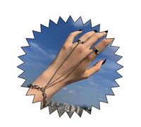 Yienate Argento Punk Braccialetto Dito Catena 2 Anelli Aperti Link Polso Catena Schiavo Braccialetto Hip Hop Fascino Mano Catena Braccialetto Gioielli Regalo Per Donne E Ragazze