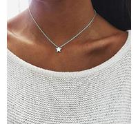 Yienate Collana bohémien semplice e alla moda con ciondolo a forma di stella, gioiello bohémien per donne e ragazze (argento)
