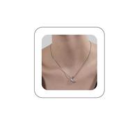 Yienate Collana girocollo bohémien in argento con luna crescente, vintage, con ciondolo a forma di piccola luna, minimalista, collana con ciondolo a forma di luna calante, delicata collana a mezzaluna