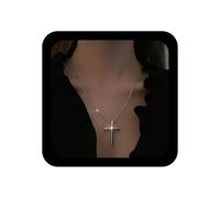 Yienate Collana lunga punk in argento vintage con croce grande crocifisso collane gotiche Y2K croce collane minimaliste alla moda croce cristiana gioielli per le donne