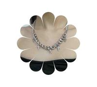 Yienate Collana punk con croce in argento, stile vintage, con catena cubana grossa, hippie, crocifisso, collana girocollo gotica Y2K, collane girocollo minimaliste alla moda, gioielli con croce