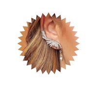 Yienate Moda Argenteo Piuma Orecchini Angelo Ali Crawler Arrampicatori Acqua Gocce Lucidi Zirconi Strass Osso Orecchio Clip Perno Orecchini Per Donne E Ragazze