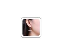 Yienate Orecchini a cerchio in argento con croce gotica vintage con cristalli a forma di croce, orecchini pendenti religiosi cristiani a forma di croce, minimalisti, per donne e ragazze