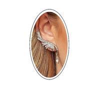 Yienate Orecchini alla moda in argento con piume d'angelo, a forma di ali d'angelo, scalatore, gocce d'acqua con zircone lucido e strass, per donne e ragazze