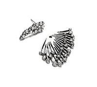Yienate Set di orecchini a perno vintage con cristalli a forma di coda di pavone, orecchini a clip unici per orecchio rampicante Crawler moda singolo argento strass gioielli per donne e ragazze
