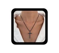 YienDoo Collana punk nera con croce girocollo in pelle nera gotica con ciondolo a crocifisso, collana con ciondolo a forma di crocifisso, in tono nero, per donne e uomini