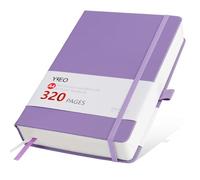 YIEO Quaderno a righe formato A4, grande blocco notes con copertina rigida e 320 pagine di carta spessa di alta qualità, senza trasparenza, giornali in pelle per donne e uomini, tasca interna, viola