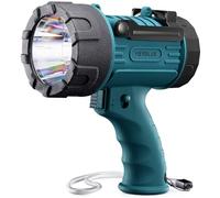 YIERBLUE - Faretto ricaricabile con LED da 200000 lumen, torcia portatile impermeabile IP67 con filtro luce rossa staccabile, durata 24 ore