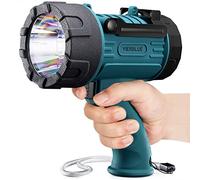 YIERBLUE Rechargeable Spotlight Flashlight with 100,000 High Lumen LED, IP67 Waterproof Long Running Spot Light searchlight, Impact Resistant Handheld Spotlight with Foldable Stand Red Lens