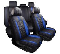 YIERTAI Coprisedili per auto, berlina, SUV, camion, pick-up, impermeabili, in ecopelle, set completo, colore: nero/blu