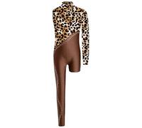 Yiesvsov Divisa Ginnastica Bambine Scintillante Divisa Ginnastica Con Motivo Fiori Ballo Patchwork Tutto Corpo Leotard Palco Costume Ballo Marrone 15-16 anni