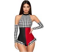 Yiesvsov Donna Costume Arlecchino Donne Set Pagliaccio Pezzi Clown Xl Circo Rosso 3XL
