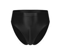 Yiesvsov Uomo Olio Lucido Slip Tanga Mutandine con Stecca Borsellino Mutandine Bikini Lucidi Costume da Bagno Lingerie Biancheria Intima Mutande Nero XL