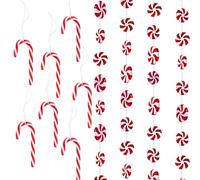 YIEUR bastoncini di zucchero, caramelle, decorazioni per albero di Natale, in acrilico, con cordoncino, rosso e bianco (40 Pezzi)