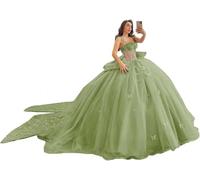 Yifanier Abiti da Quinceanera con Spalline Sottili Farfalle Pizzo Glitterato Perline Abiti da Ballo per i 16 Anni MT047