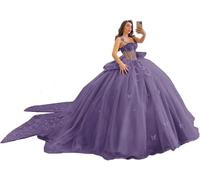 Yifanier Abiti da Quinceanera con Spalline Sottili Farfalle Pizzo Glitterato Perline Abiti da Ballo per i 16 Anni MT047