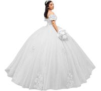 Yifanier Abiti Quinceanera con Spalle Scoperte Abiti da Spettacolo in Tulle gonfi Abiti in Tulle con Applicazioni di Pizzo Abiti per Feste di Compleanno MT019