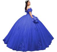 Yifanier Abiti Quinceanera con Spalle Scoperte Abiti da Spettacolo in Tulle gonfi Abiti in Tulle con Applicazioni di Pizzo Abiti per Feste di Compleanno MT019