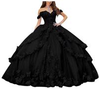 Yifanier Abiti Quinceanera con Spalle Scoperte per Donne Abiti da Ballo per Adolescenti Abito da Festa Formale con Applicazioni di Pizzo Floreale 3D MT017