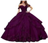 Yifanier Abiti Quinceanera con Spalle Scoperte per Donne Abiti da Ballo per Adolescenti Abito da Festa Formale con Applicazioni di Pizzo Floreale 3D MT017