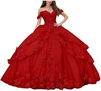 Yifanier Abiti Quinceanera con Spalle Scoperte per Donne Abiti da Ballo per Adolescenti Abito da Festa Formale con Applicazioni di Pizzo Floreale 3D MT017