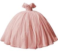 Yifanier Abito da Quinceanera con Perline Scintillanti e Strascico Abito da Ballo gonfio, Abiti da Ballo Lunghi con Glitter Abiti da 15 e 16 Anni MT007