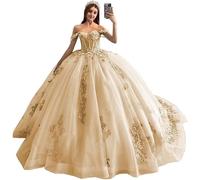Yifanier Sweet 16 Abiti Quinceanera Abiti da Ballo Abiti da Ballo in Tulle Abiti Quinceanera Scintillanti Tulle Fiori 3D Soffici Abiti da Ballo MT003